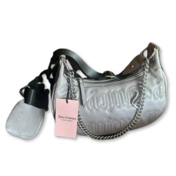 Juicy Couture Gull Grey Quilted Crossbody Purse With Coin Purse - Picture 2 of 10